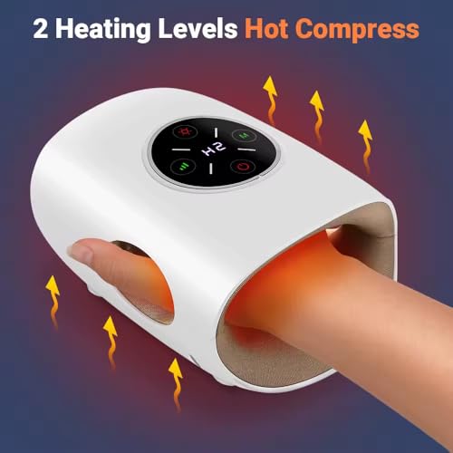 Image of Cordless Hand Massager with Heat & Air Compression for Arthritis, Carpal Tunnel & Finger Pain Relief - Rechargeable, Portable Electric Palm Massager with 3 Modes & Auto Shut-Off