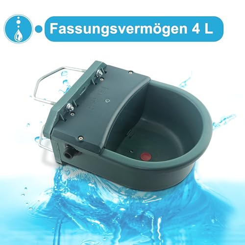 2 Stück Tränkebecken 4 Liter aus Kunststoff | automatische Tränke mit Halterungen | Schwimmertränkebecken Pferde Rinder Schafe Schwimmer Hunde