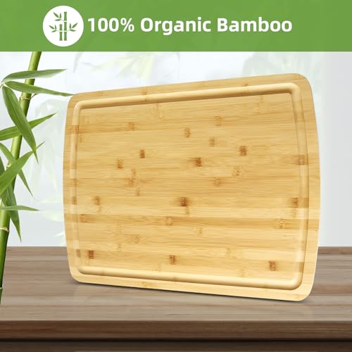 Tabla de cortar rectangular de bambú orgánico extra grande miniatura 4