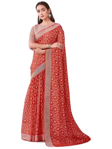 Image of Satrani Women's Chanderi Printed & Embroidery Saree with Unstitched Blouse Piece