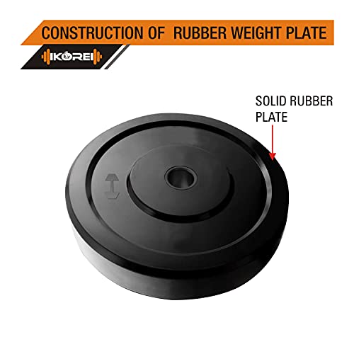 Image of Kore RW Rubber Plate-30KG (5 KG X 2 + 10 KG X 2) Weight Plate, Black