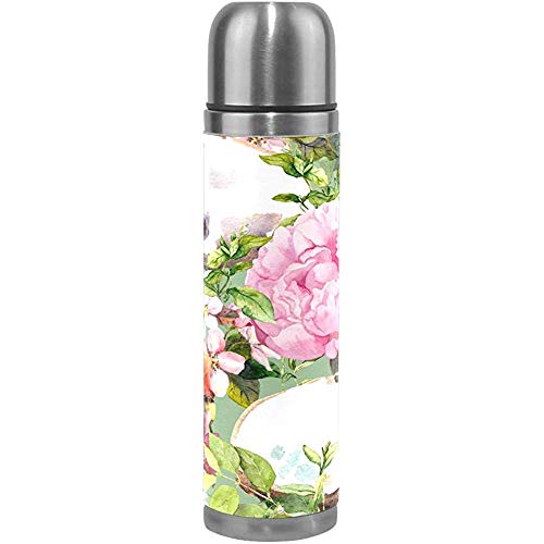 Thermosflasche Wasserflasche Doppelwandig Vakuumisoliert Edelstahl Tasse Katze Und Blume Auslaufsicher Sport Kaffeemaschine