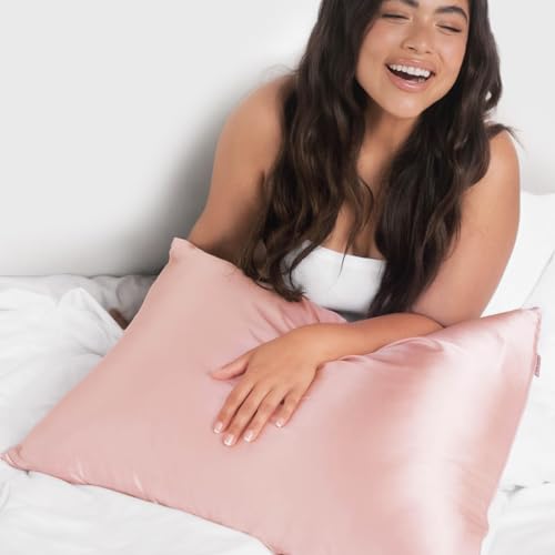 Kitsch Satin Pillowcase with Zipper for Hair & Skin, Softer Than Silk Pillow Cases Queen, Smooth Pillow Covers, Machine Washable, Wrinkle-Free, Cooling Satin Pillow Cases Standard Size 19"x26" (Blush) - 2