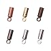 LiQunSweet 300 Pcs 6 Colors Brass Glue-in Leather Cord End Caps Terminators Barrel End Tip with Loop Ring for Bag Pendant Earring Choker Tassel DIY Jewelry Making