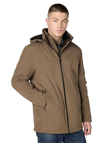 Image of Calvin Klein Men's Hooded Performance Soft Shell Jacket with Bib