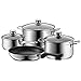 WMF Diadem Plus – Set di 4 Pezzi pentola casseruola Padella Schuett Bordo Vetro in Acciaio Inossidabile lucidato Cromargan Rivestimento Antiaderente Lavabile in lavastoviglie