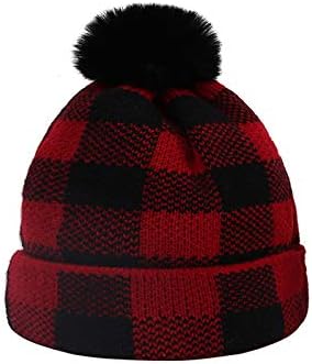 Plaid Christmas Knitted Hat for Baby, Classic Red and Black Xmas Baby Hat for Children: 0 to 3 Years Old