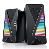 Computer Speakers, Dynamic RGB Desktop Speakers, Support Stereo Bluetooth 5.0 and Wired, Speakers fo
