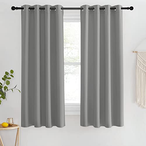 NICETOWN Blackout Bedroom Curtain 63 inches Long - Grommet Thermal Curtain Room Darkening Window Treatment Light Blocking Drape for Living Room (Silver Grey, 1 Panel, W46 x L63)
