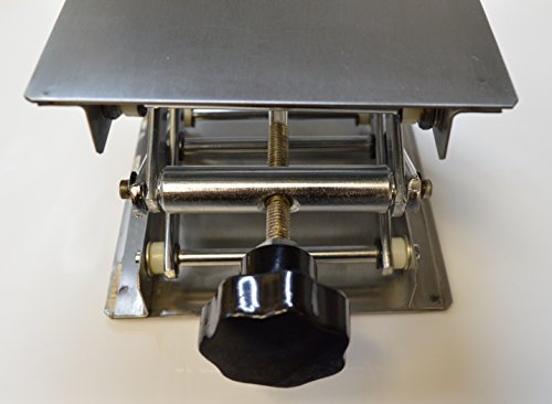 BCT Gato de Tijera de Acero Inoxidable, Gato de Laboratorio, Soporte de fotografía, 150 mm x 150 mm, Carga de 10 kg, Altura máxima de Trabajo de 250 mm