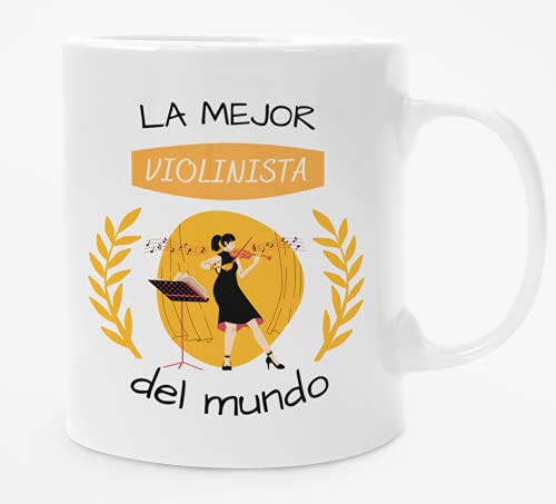 MOL3D - Taza con frase y dibujo. Regalo Original "La Mejor Violinista del Mundo" - 350 ml Cover