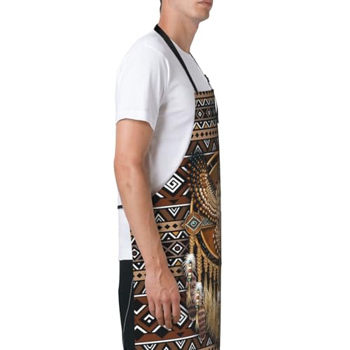 Lvgooki Indian Native American Aprons With 2 Pockets Women Men Waterproof Adjustable Cooking Aprons For Kitchen,Gardening thumb #3