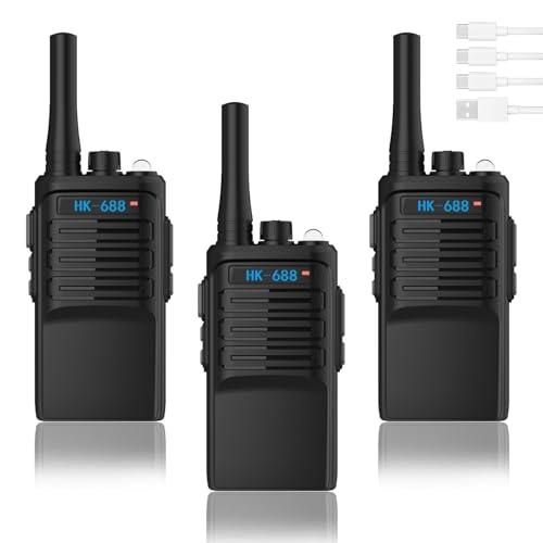 BUKEWIT Walkie Talkies Long Range 3Pcs,Walkie Talkies for Adults Long Range,Rechargeable Two Way Radio,16 Channels Radios with Type-C Cable,Emergency Radio Camping Accessories for Outdoor,Hiking