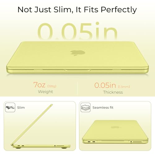 Image of EooCoo Compatible for Apple 2026 MacBook Neo Case 13 inch Laptop A3404 A18 Pro Chip with Liquid Retina Display, 100% Match Official Color, Scratch Resistant, Hard Shell Protective Cover, Frost Citrus