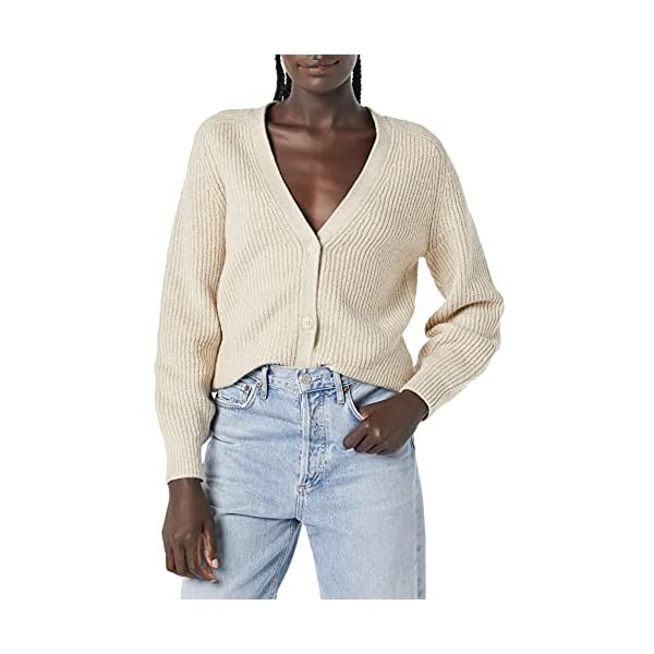 Amazon-Essentials-Womens-Soft-Touch-Ribbed-Blouson-Cardigan Amazon Essentials Women's Soft Touch Ribbed Blouson Cardigan, Beige, Large