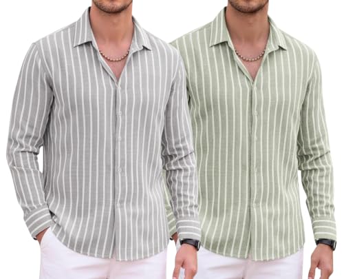 Image of Zombom Men's Regular Fit Vertical Striped Casual Shirt | Full Sleeve Cotton Blend Shirt for Men | Slim Fit Stylish Party