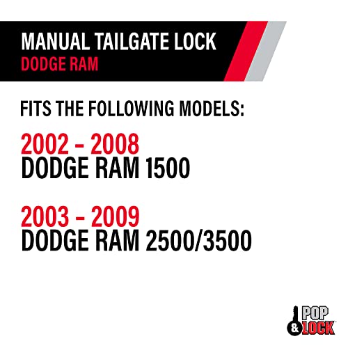 Pop & Lock – Manual Tailgate Lock For Dodge Ram 1500, 2500, And 3500, Fits 2002 To 2008 (Chrome, Pl3400C, Works With No Factory Lock) #TOP4
