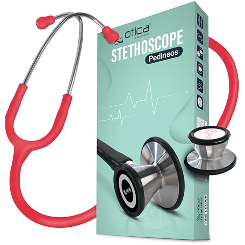 Image of OTICA Pediatric Stethoscope - Dual-Head Stainless Steel Chestpiece with Tunable Diaphragms, 29 inch Tube, Soft Ear Tips - Medical Stethoscope for Children, Infants & Neonatal Use (Pink)