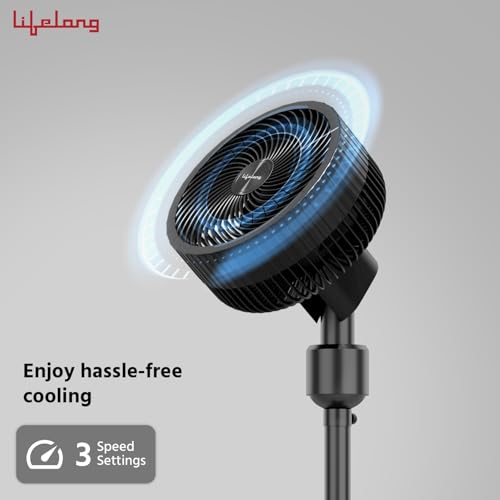 Lifelong Air Circulator, Adjustable Height, Noiseless 3 Speeds Fan - Image 6