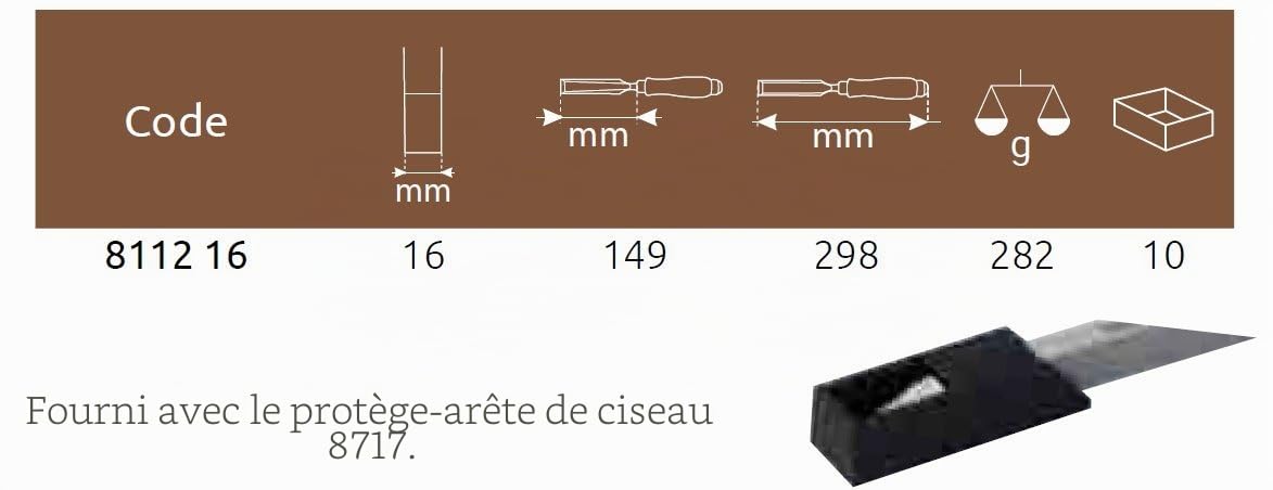 Narex Ciseau à Bois/avec Poignée pour Mortaise - 16 mm