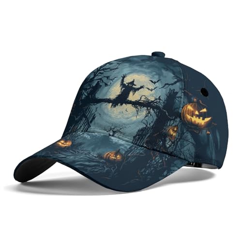 Performance Running Hat Lightweight Sweat Wicking All Over Print Halloween Pumpkins Baseball Cap for Men Women Bold Graphic Sports Cap for Running Training Gym