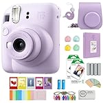 FUJIFILM INSTAX Mini 12 Instant Film Camera | Lilac Purple Bundled with INSTAX Mini Instant Film |40 Exposures + Instax Accessory Bundle + AA Batteries + Cleaning Cloth (10 Items)