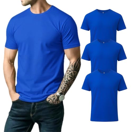 Image of Men's Premium 100% Cotton T-Shirt, Lightweight Short Sleeve Crew Neck Tee, Soft Breathable Summer Essential, Regular Fit