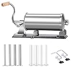 MASTER FENG Sausage Stuffer - Stainless Steel Homemade Manual Sausage Maker Horizontal Meat Filling Kitchen Machine, Packed 8 Stuffing Tubes (6 LBS /3.5L Horizontal)