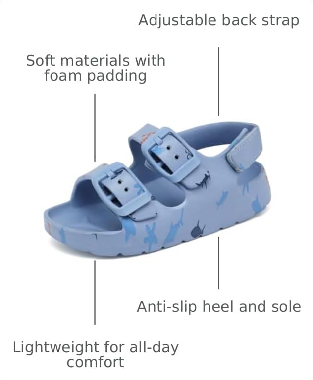 Image of INMINPIN Toddler Boys Girls Buckle Sandals Comfort Open Toe Sandal with Adjustable Back Strap