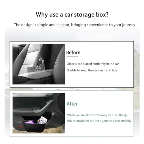 Image of Augeny 2PCS Mini Car Trash Can Bin with Roll Trash Bag, Bag Hanging Storage Pockets Leak-Proof Organizer, Waterproof Garbage Bin, Auto Garbage Container Bin (Black)