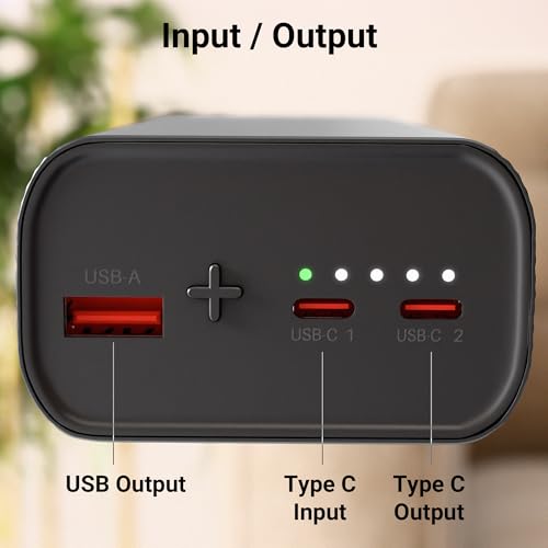 Image of ZEBRONICS 27000 mAh Power Bank, 65W Fast Charging, Outputs (2 Type C & 1 USB) PD3.0, For iPhone, Android, Laptop, Tablets, Earbuds, Flight Friendly, Metallic Body + Type C Cable (EnergiPOD 27R2, Grey)