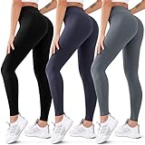 3 Pack High Waisted Leggings for Women Butt Lift Tummy Control Yoga Pants Workout Running Pants (02 Black/Dark Grey/Navy Blue, XXL)
