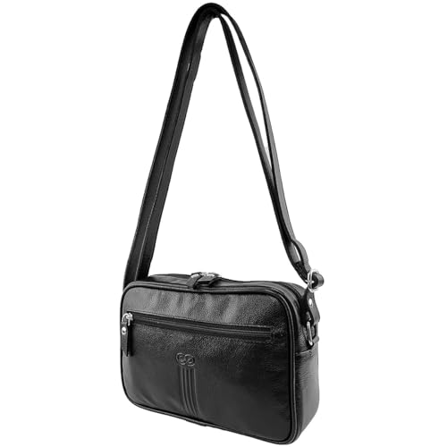 Bolsa Tiracolo FIDENZA em Couro (Preto)