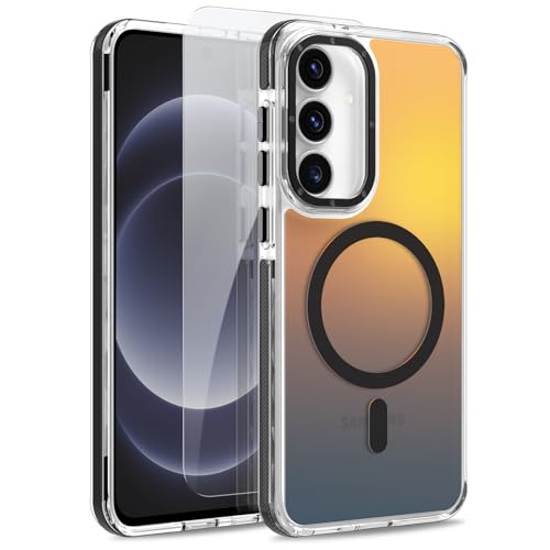 Image of Magnetic Case for Samsung Galaxy S25 FE 5G [Compatible with Magsafe] [Cute Fashion Fluorescent Design] [1 Screen Protector] Slim Translucent Matte Case for Galaxy S25 FE 5G 6.7 inch, Black