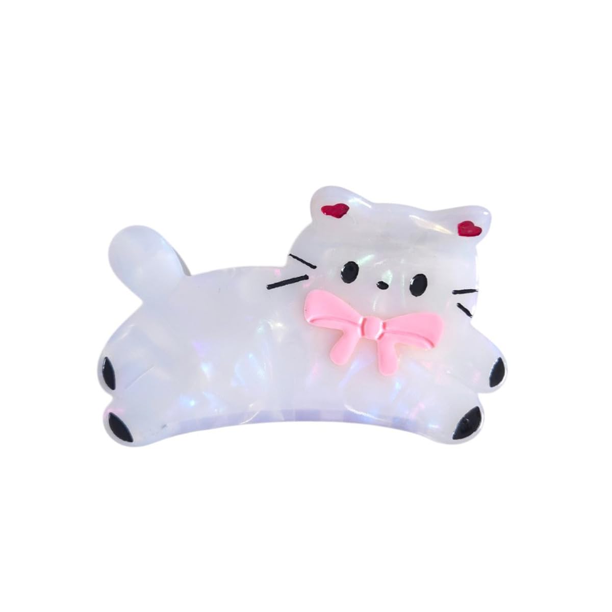 Cute White Cat Hair Clips - Novelty Acetate Claw Clips