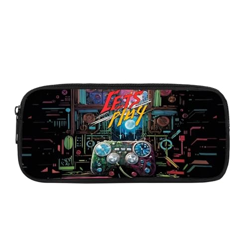 Image of Pencil Pouches Space lets Go Play Game Print Pencil Bags Pencil Case Pouch,Lightweight School Pencil Case for Boys
