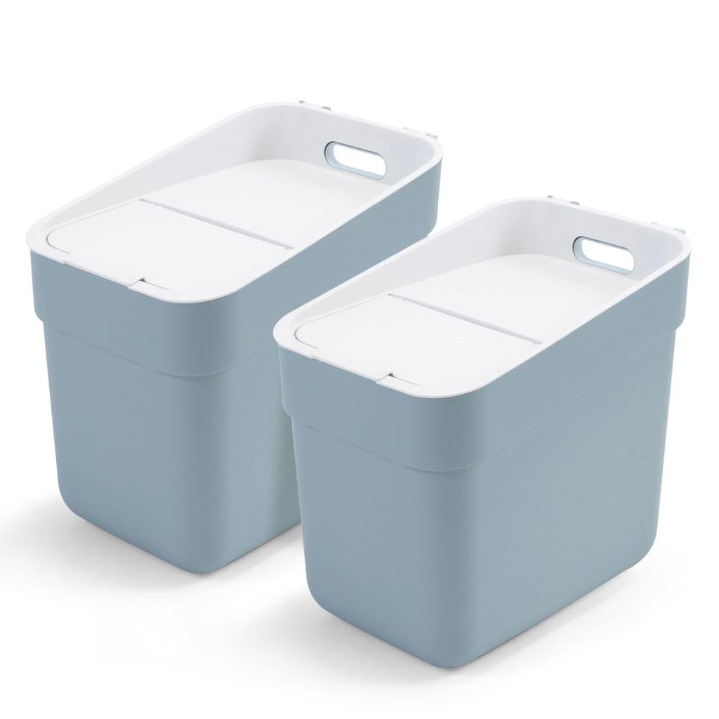 Curver Set da 2 Pattumiere da Cucina Ready to Collect, Modulari, Ideali per la Raccolta Differenziata, Realizzate in Materiale Riciclato, 10L e 20L, Grigio scuro