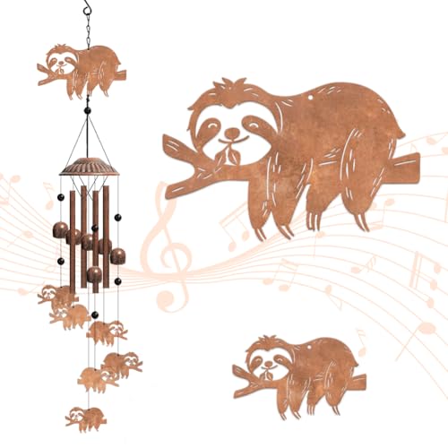 OLYCRAFT Sloth Wind Chimes Outdoors Wind Chime Sympathy Memorial Windchime Iron Windchime Memorial Presents Hanging Windbell for Patio Backyard Home Garden Pendant Decoration - 28 Inch by OLYCRAFT - Used condition - US$18.71