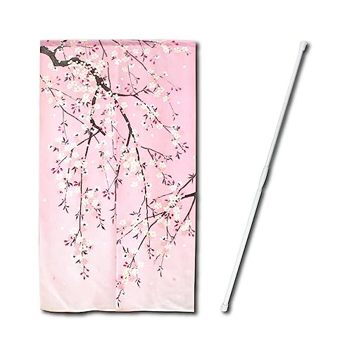 のれん工房 のれん おしゃれ 桜 和モダン 浮世絵 日本画 タペストリー ポスター つっぱり棒付きのれん しだれ桜 幅85×丈150cm 21303