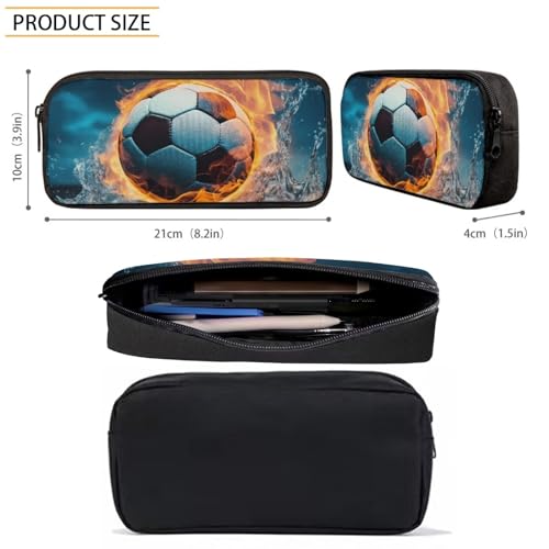 3PCS Flame Water Soccer Backpack for Boys Cool Lightweight Bookbag and Lunch Box Set for Boys 17 Inch Large Capacity Teens School Bags 7 Years Old Casual Travel Daypack Rucksack4