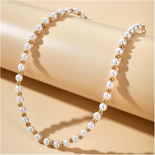 Collier délicat de luxe perles pierres précieuses ras du cou ajustable or