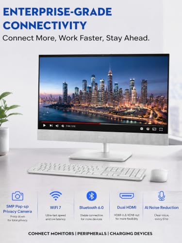 Image of Dell 24 Touchscreen All-in-One Desktop, Intel Ultra 7, 64GB RAM, 2TB SSD | 23.8 inch FHD Touch Display, Windows 11 Pro, Desktop Computer for Business & Creative Professionals, WiFi 7, Ai Copilot