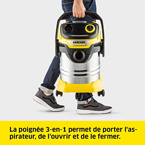 Kärcher Aspirateur Multifonction WD 5 S V-25/5/22, Fonction Soufflerie, Puissance : 1100 W, Cuve en Acier Inoxydable : 25 l, Flexible d'Aspiration : 2,2 m, inclus Filtre Plissé Plat, Suceur Sol/Fentes - Image 4