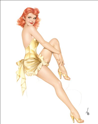 Alberto Vargas (Vargas Girls) Redhead Wearing Gold Lingerie Vintage Pin-Up Art Postcard Print 11x14