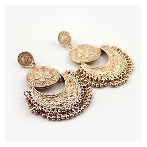 COLORFUL BLING Bohemian Ethnic Vintage tassel earrings Mexican lotus carving small bell tassel pendant earrings Gypsy Earrings Jewelry3