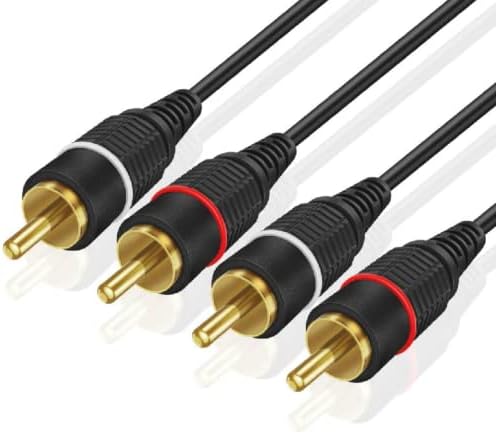 TNP Products 2RCA Stereo Audio Cable (25 Feet) - Dual RCA Plug M/M 2 Channel (Right and Left) Gold Plated Dual Shielded RCA to RCA Male Connectors Black