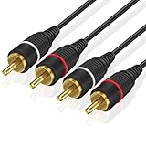 TNP 2RCA Stereo Audio Cable (12 Feet) - Dual RCA Plug M/M 2 Channel (Right and Left) Gold Plated Dual Shielded RCA to RCA Male Connectors Black