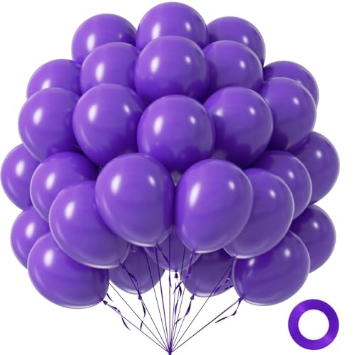Image of Purple Balloons 12 inch, Purple Latex 50pcs Party Balloons | Wedding, Baby Shower, Birthday Party Decorations