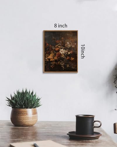 Image of KISSFOX Framed Wall Art Vintage Wall Decor Floral Canvas Art Botanical Pictures Flowers Paintings Moody Prints Dark Artwork For Bedroom Living Room Kitchen
