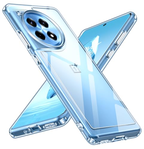 ivoler Anti-Amarillo Clara Funda para Oneplus 12R, [Protección Militar] Carcasa Bumper Teléfono Antigolpes Transparente Anti-arañazos Silicona PC Duro Case